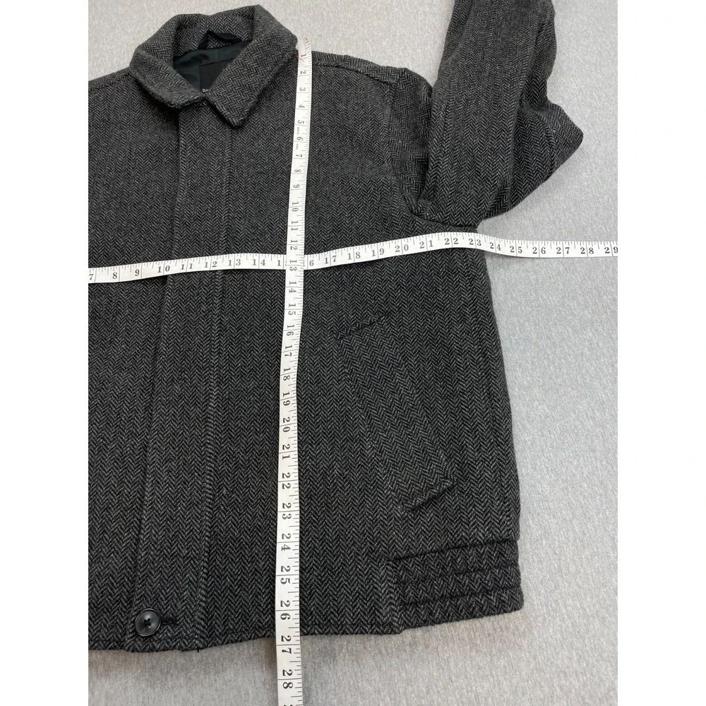Banana Republic Coat Mens Large Gray Herringbone Mario Bellucci Wool Blend